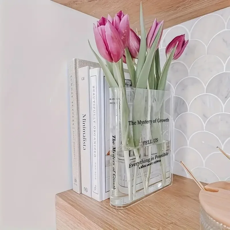 Libro florero de acrílico para decoración