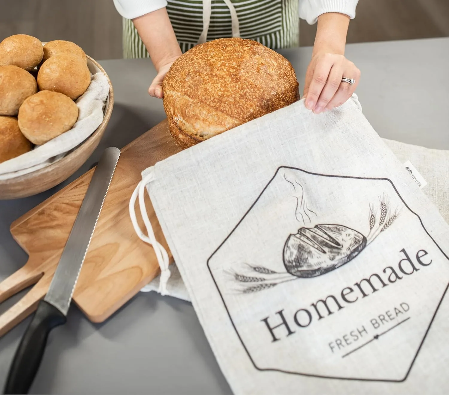 Bolsa de lino para pan