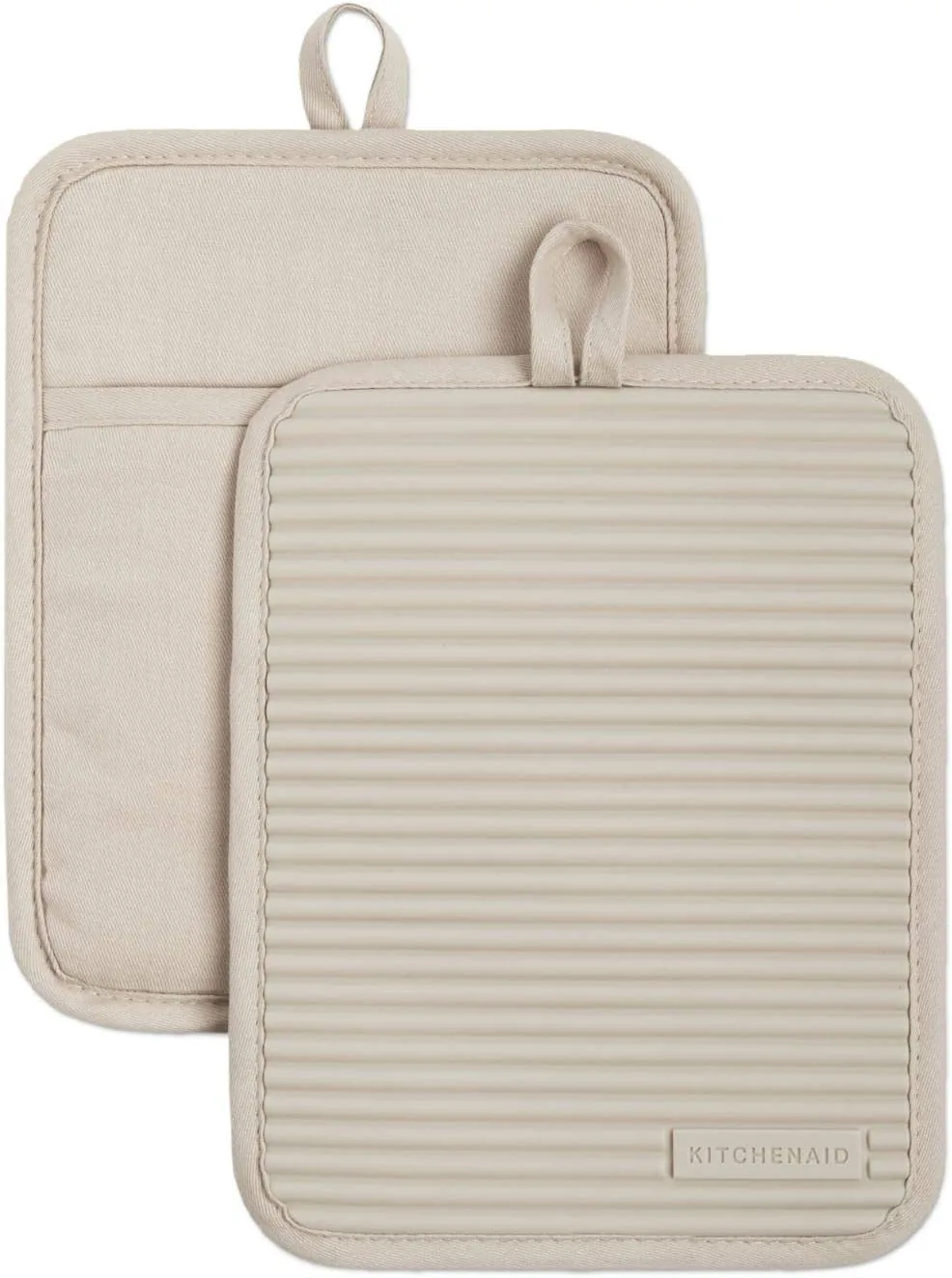 KitchenAid - Juego de 2 agarraderas de silicona suave y acanalada, impermeables, Milkshake, 7 x 9 pulgadas