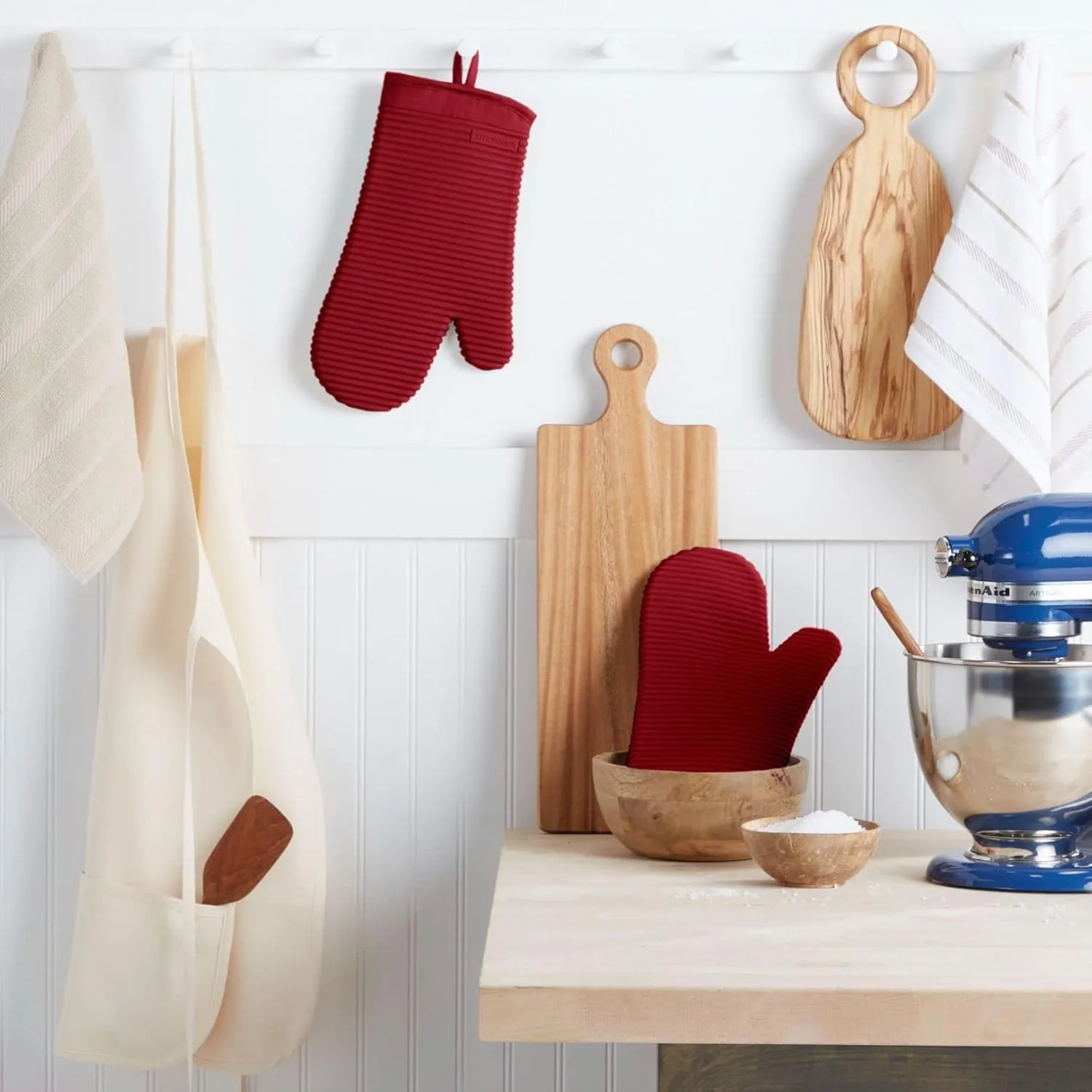 KitchenAid - Juego de guantes de horno de silicona suave acanalada, color pimentón ahumado, 2 unidades