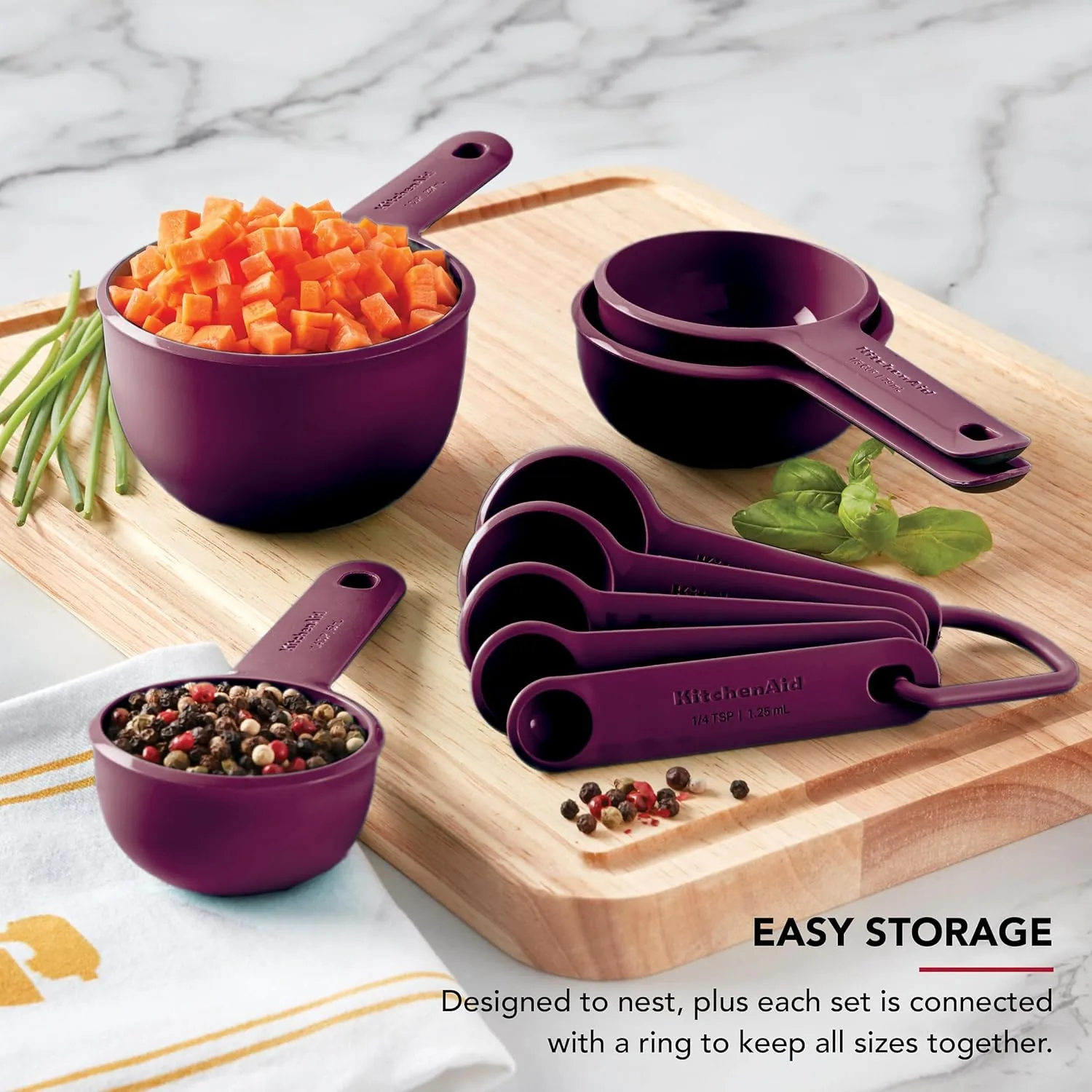 KitchenAid Juego de tazas y cucharas medidoras, color remolacha, 9 piezas