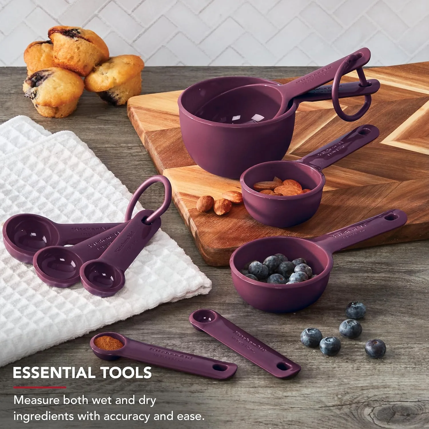 KitchenAid Juego de tazas y cucharas medidoras, color remolacha, 9 piezas