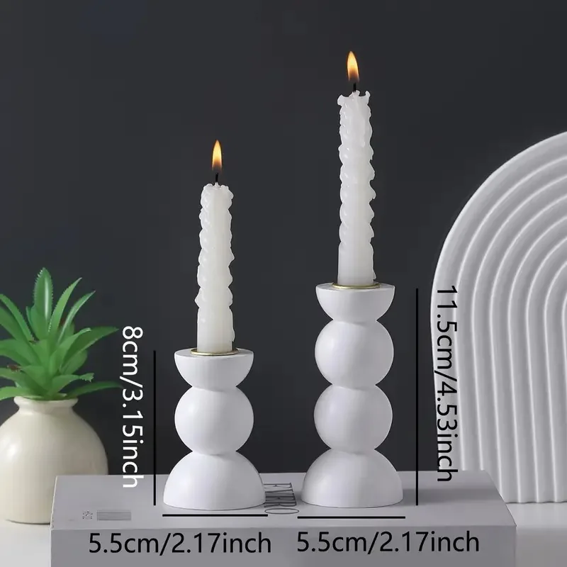 Par de candelabros redondos de madera estilo nórdicos