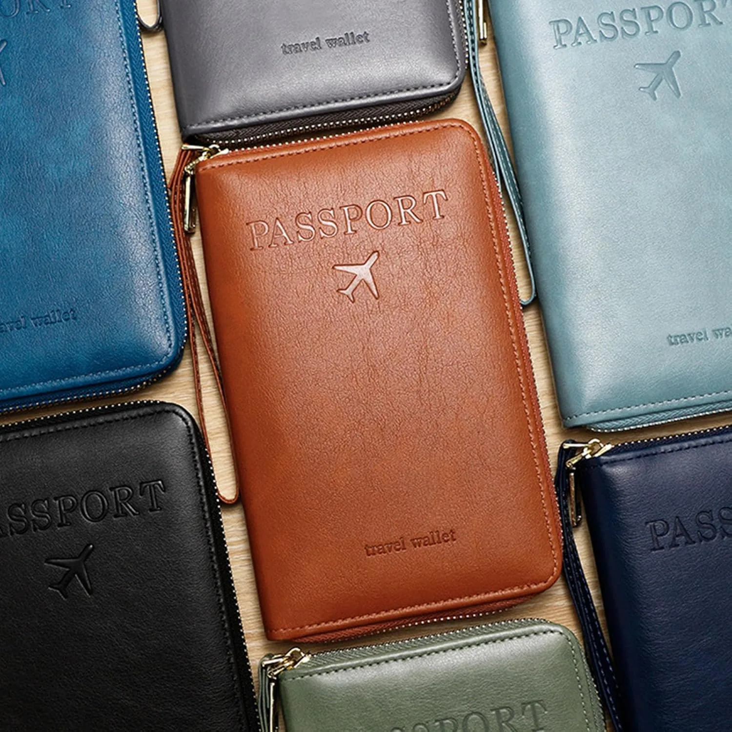 Porta pasaporte con cremallera