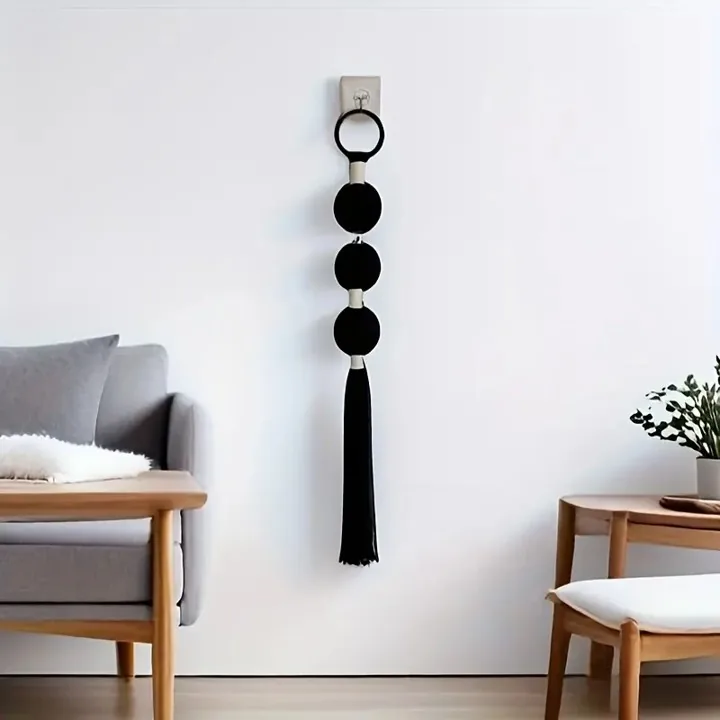 Colgante de pared con borlas y cuentas - Color Negro